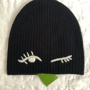 Kate Spade winking eyelash beanie hat NEW